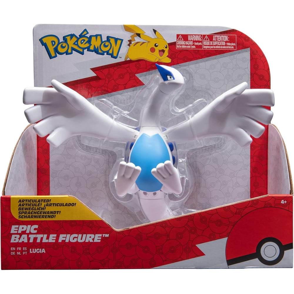 Figura Pokémon Epic Battle Lugia - Figura Articulada de Batalla Épica de 30 cm con Soporte de Vuelo
